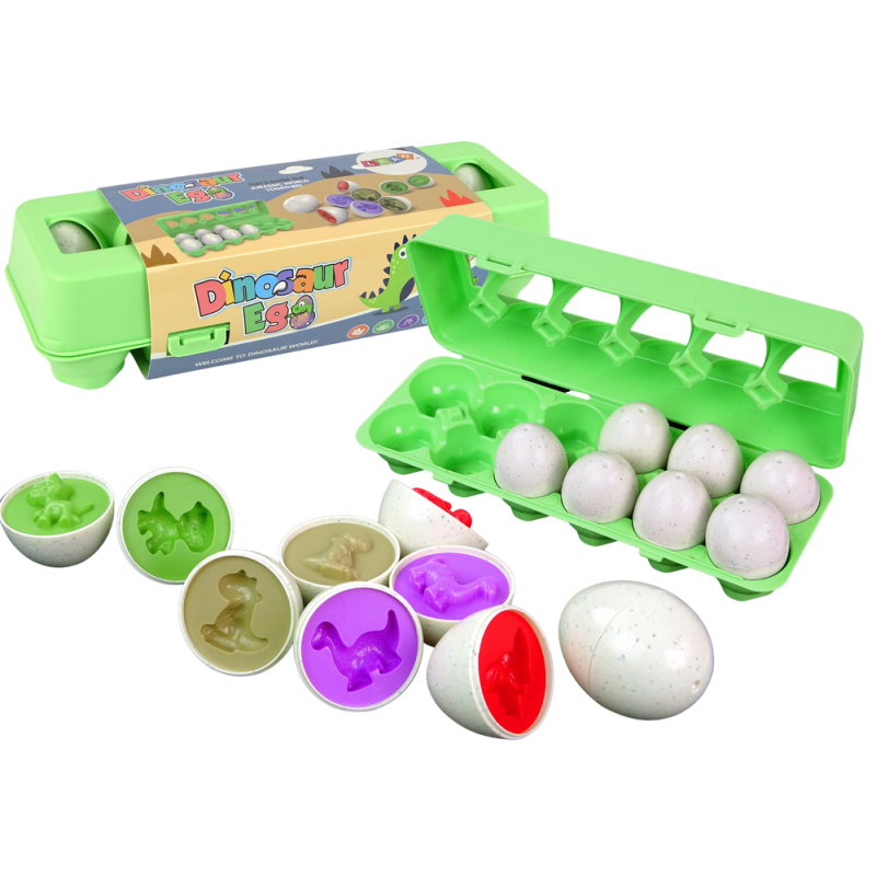 Jaja dinozaura - edukacyjny sorter 12 jaj układanka kształty, EAN: 5905323210097
