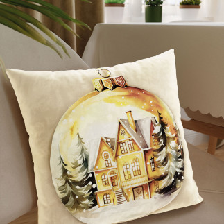 Złota bombka poszewka dekoracyjna velvet, 40x40cm, kolor 004 beżowy