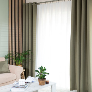 Jodełka zasłona gotowa na przelotkach szarozielona 140x250cm EAN: 5906450006393