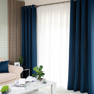 Zasłona Jodełka gotowa na przelotkach 140x250cm niebieska kolor 011, EAN: 5906450006348