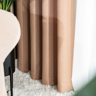 Jodełka zasłona gotowa na taśmie, szerokość 140cm x wysokość 250cm, kolor 328 ciemny beżowy