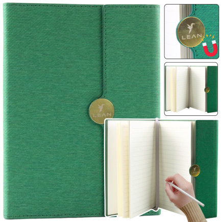 Notes biurowy na magnes notatnik a5 w linie z obiciem zielony