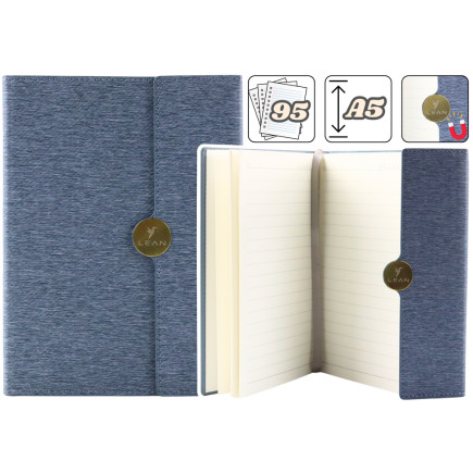 Notes biurowy na magnes notatnik w linie a5 z obiciem siwy