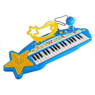 Duży keyboard 37 klawiszy MP3 + mikrofon niebieski, EAN: 5905884457658