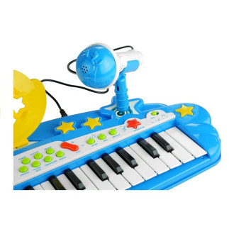 Duży keyboard 37 klawiszy mp3 + mikrofon niebieski