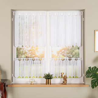 Zazdrostka haftowana panelowa na batyście, wysokość 70cm, kolor 001 biały