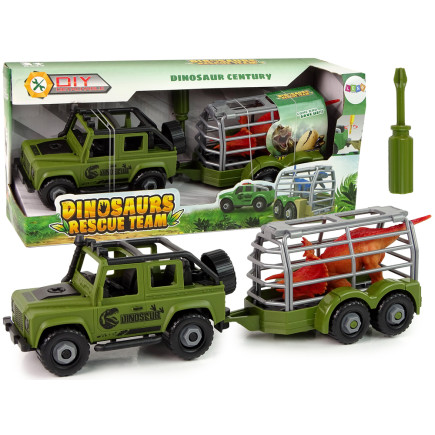 Auto terenowe transporter do rozkręcania diy zielony dinozaur