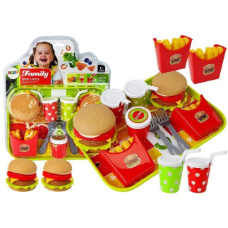 Zestaw hamburger frytki z tacką