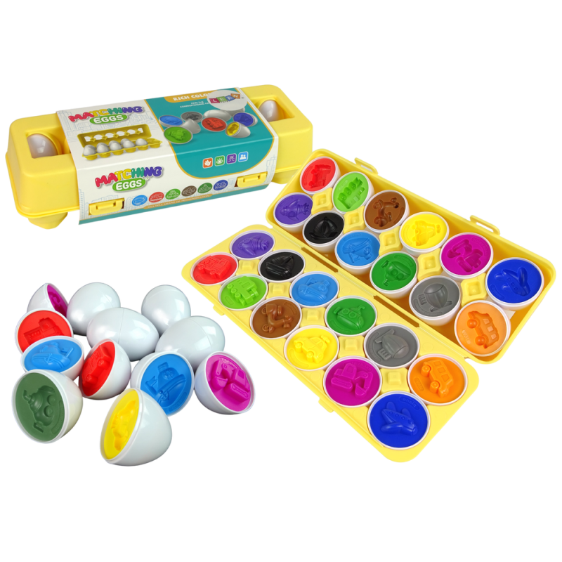 Edukacyjny Sorter 12 Jaj Pojazdy Auta Kolory Układanka Kształty EAN: 5905323210103