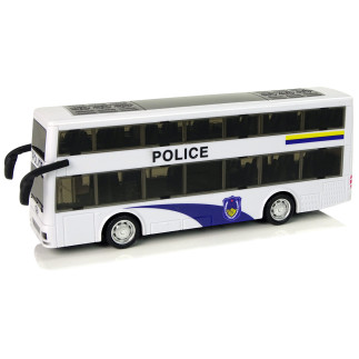 Dwupiętrowy biały autobus policyjny z dźwiękiem - EAN: 5904204758864