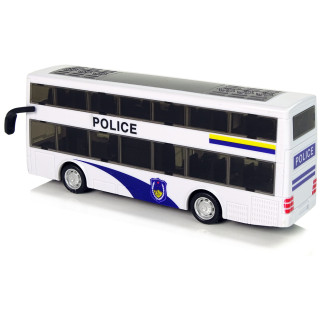 Autobus policyjny dwupiętrowy biały z naciągiem dźwięk