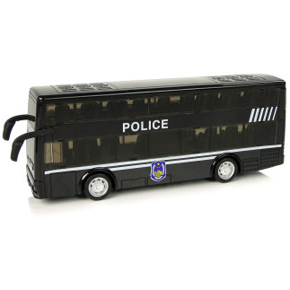 Dwupiętrowy czarny autobus policyjny z napędem frykcyjnym - EAN 5904204758871