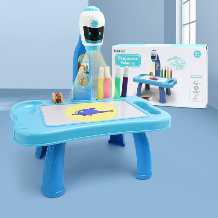 Mini projektor robot stolik 2w1 akcesoria niebieski