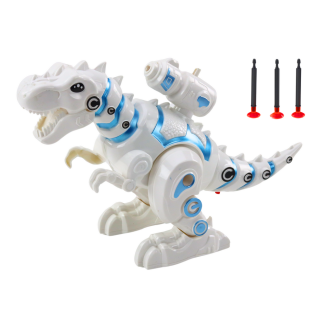 Robot dinozaur z wyrzutnią strzałek światła dźwięki biały
