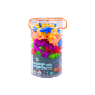 Zestaw sorter edukacyjny nauka kolorów liczenia dinozaury 48 el