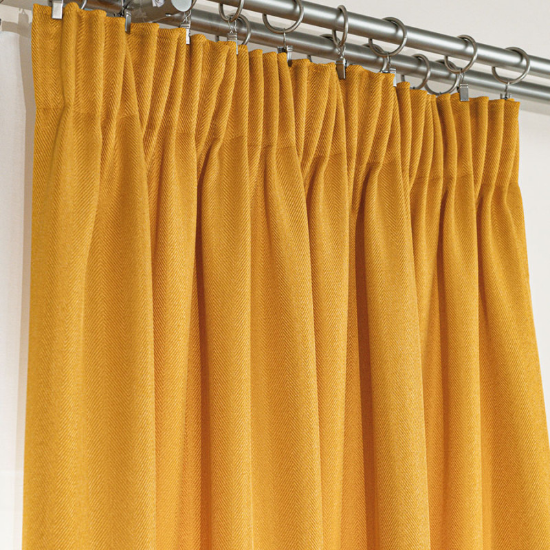 Jodełka Zasłona Gotowa Taśma 140x250 cm Musztardowa 019 EAN: 5906450006447