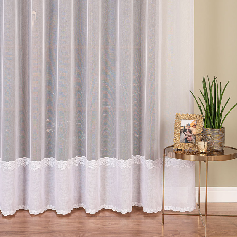 Firanka z aplikacją pasową 280cm, kolor biały 001, EAN: 5906450011052