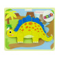 Drewniane Puzzle Dinozaur Stegosaurus i Oviraptor Żółty EAN: 5904665991800