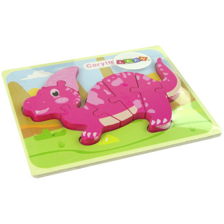 Drewniane Puzzle Dinozaur Corythosaurus Różowy & Spinosaurus Fioletowy EAN: 5904665991831