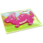 Drewniane Puzzle Dinozaur Corythosaurus Różowy & Spinosaurus Fioletowy EAN: 5904665991831