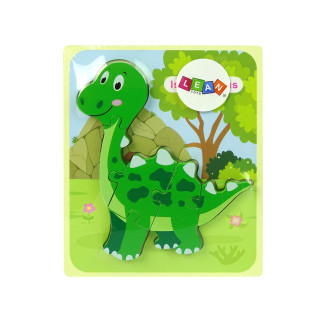 Drewniane puzzle dinozaur isanosaurus tyranosaurus zielony