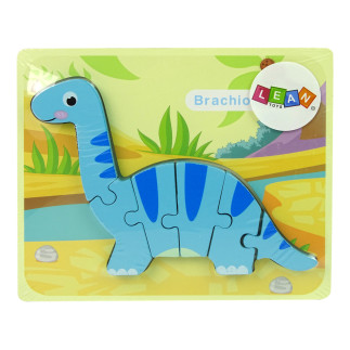 Drewniane puzzle dinozaur brachiosaur niebieski