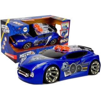 Sportowe auto dj z głośnikami na dachu muzyka światła