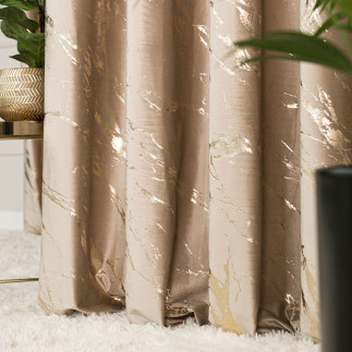 Marma tkanina dekoracyjna, wysokość 300cm, kolor 001 ciemny beżowy ze złotym nadrukiem na velvi