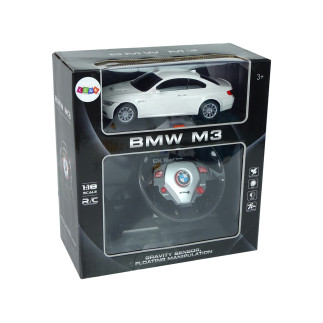 Auto zdalnie sterowane bmw m3 białe 2,4 g pilot kierownica 1:18 dźwięk światła