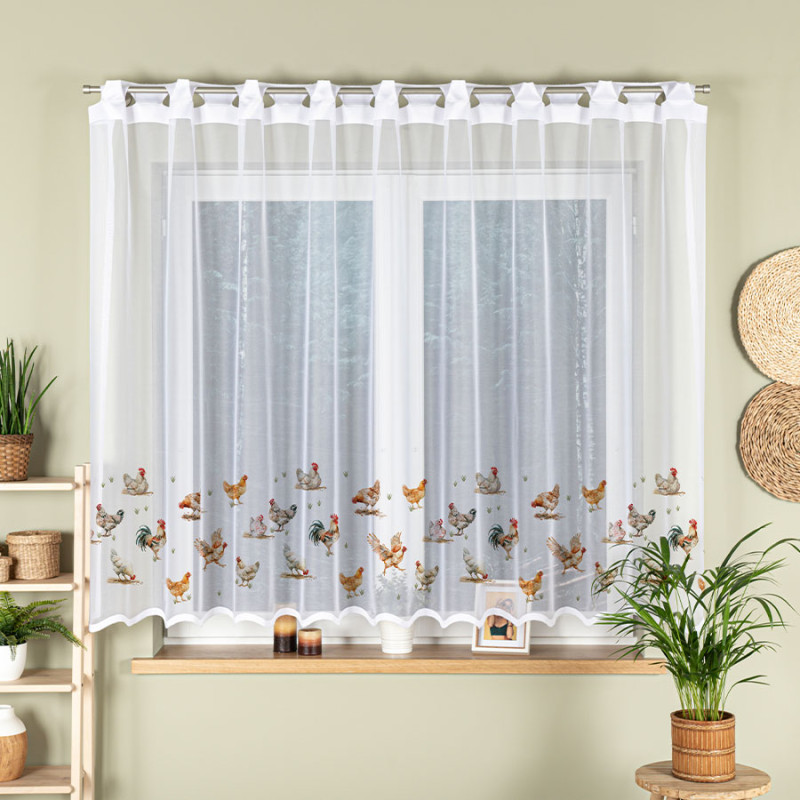 Firanka żakardowa Kury gotowa 300x160cm, kolor biały, EAN: 5906450015616 Firanka żakardowa Kury gotowa 300x160cm, kolor biały, EAN: 5906450015616