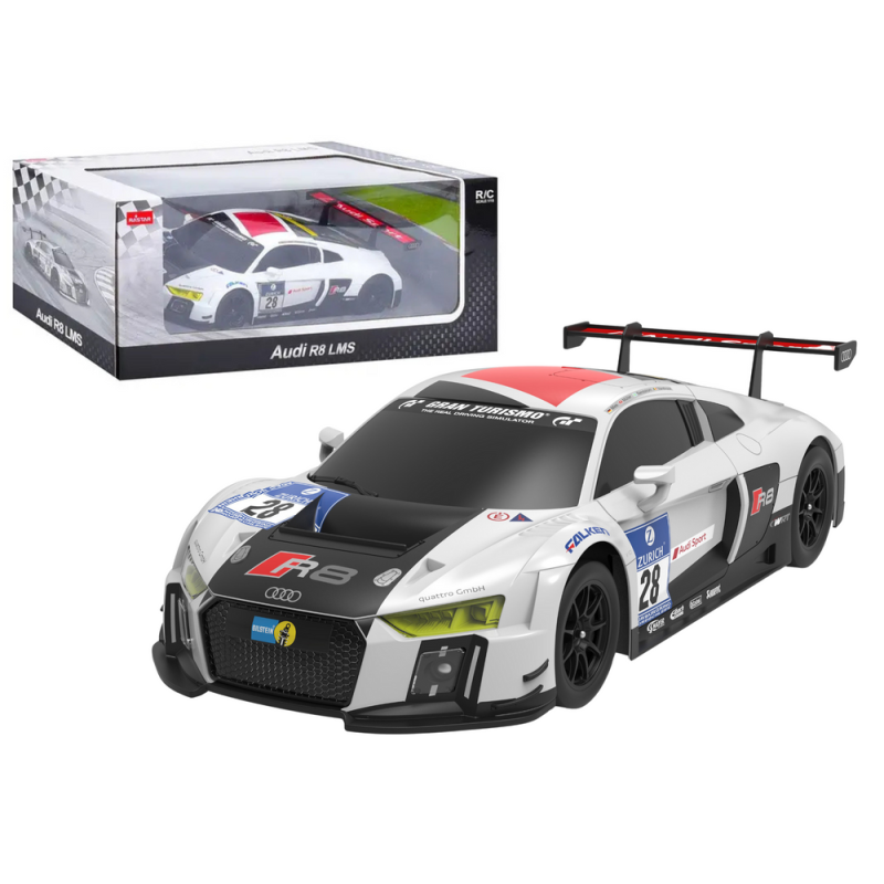 Zdalnie sterowane auto sportowe Audi R8 LMS 1:24 biało-czarne - EAN 5905991028925 Zdalnie sterowane auto sportowe Audi R8 LMS 1:24 biało-czarne - EAN 5905991028925
