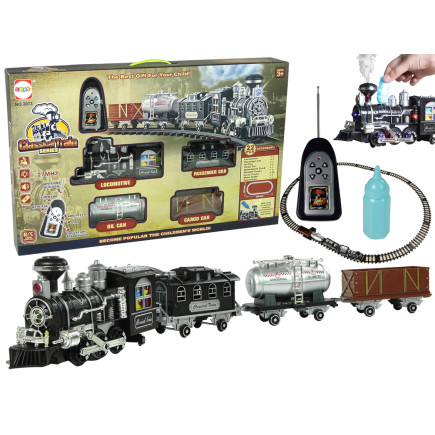 Ogromna kolejka pociąg tory dźwięk światła dym r/c 206,5 cm x 153,5 cm