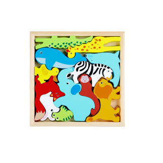 Drewniane Puzzle Zwierzęta do Dopasowania Lew Królik EAN: 5904665999561