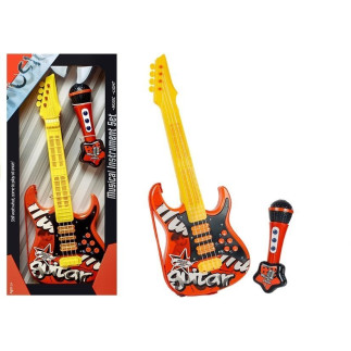 Gitara elektryczna mikrofon struny czerwona