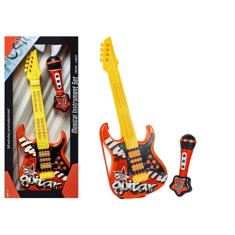 Gitara elektryczna mikrofon struny czerwona