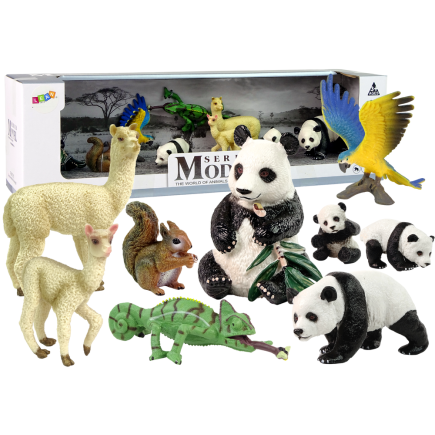 Figurka zwierzęta zestaw papuga panda