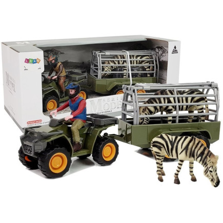 Quad z przyczepką transporter  figurki zebra