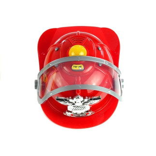 Zestaw strażaka dla dziecka kask toporek akcesoria czerwony