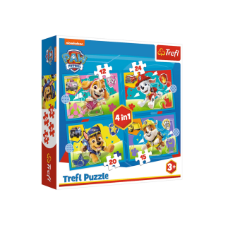 Puzzle 4w1 psi patrol biegnące pieski trefl 34628