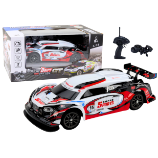 Auto sportowe rc 1:16 drift  wymienne koła biało-czerwone