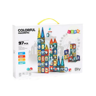Zestaw zjeżdżalnia dla kulek klocki magnetyczne 168 elementów