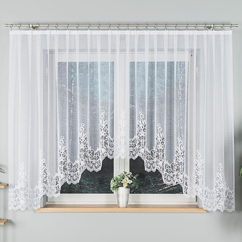 Berenika firanka żakardowa gotowa, szerokość 400 x wysokość 160cm, kolor 001 biały