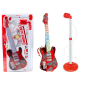 Elektryczna gitara z mikrofonem na baterie i statyw - czerwona, EAN: 5905991032557
