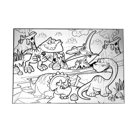 Puzzle dla dzieci do kolorowania era dinozaurów pisaki 24 el