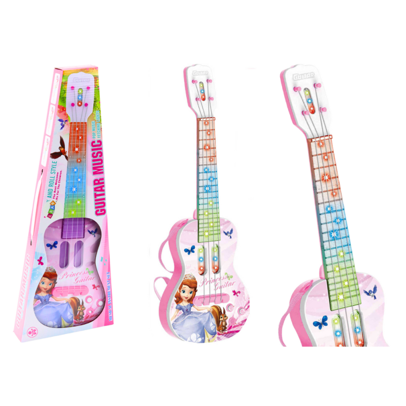 Gitara elektryczna z księżniczką dla dzieci światła melodie różowa
