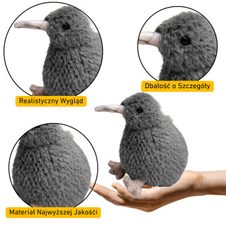 Pluszowy ptak kiwi pluszak maskotka przytulanka szary 21cm