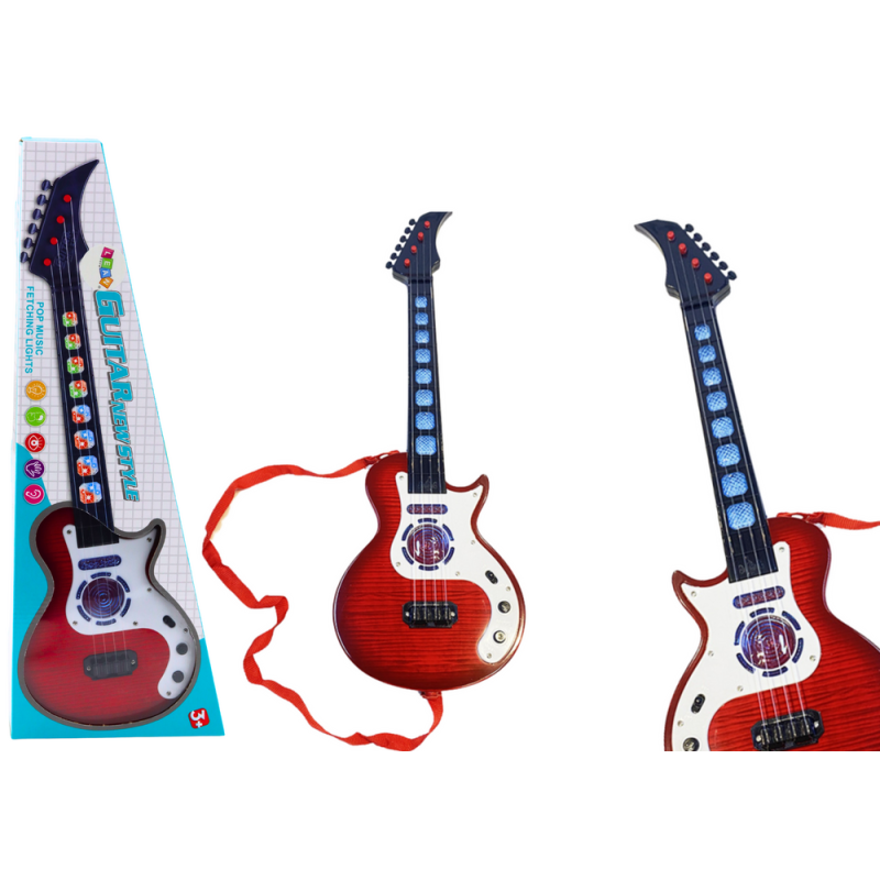 Gitara elektryczna dla dzieci z światłami i melodiami, czerwona - EAN: 5905991032588