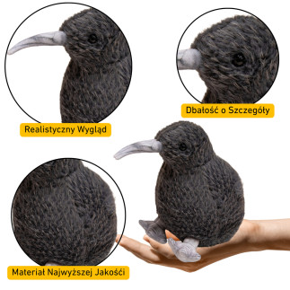 Pluszowy ptak kiwi maskotka czarny 21cm przytulanka - EAN: 5905991033332