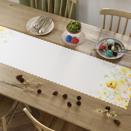 Kurczak w kwiatach bieżnik nina wodoodporna, 38x140cm, kolor 001 żółty