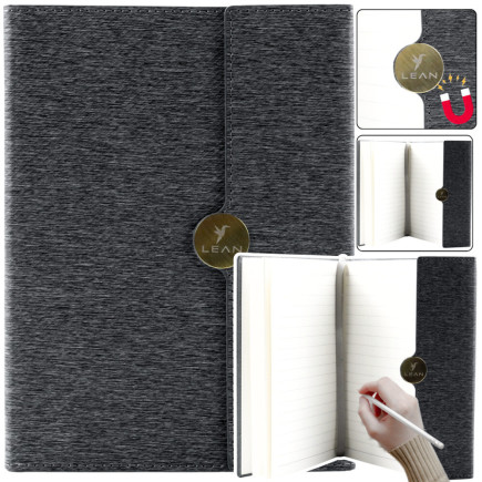 Notes biurowy na magnes notatnik w linie a5 z obiciem czarny